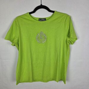 Ralph Lauren LRL Active Green Short Sleeve‎ Shirt Top Embroidered Y2K Size XL
